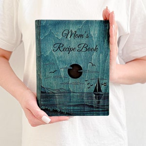 Custom Wooden Recipe Binder, Personalized Recipe Journal for Mom & Daughter, Anniversary Gift,Blank Cookbook for Family Recipes,Kitchen Gift
