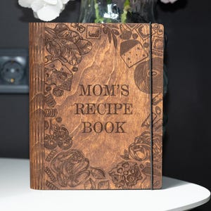 Custom Wooden Recipe Binder, Personalized Recipe Journal for Mom & Daughter, Anniversary Gift, Blank Cookbook for Family Recipe