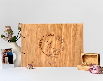 Personalisiertes Hochzeitsgästebuch aus Holz, Polaroid-Album, Gästebuch mit individueller Gravur, Brautparty-Anmeldebuch, handgefertigtes Erinnerungsalbum
