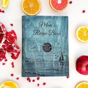 Custom Wooden Recipe Binder, Personalized Recipe Journal for Mom & Daughter, Anniversary Gift,Blank Cookbook for Family Recipes,Kitchen Gift