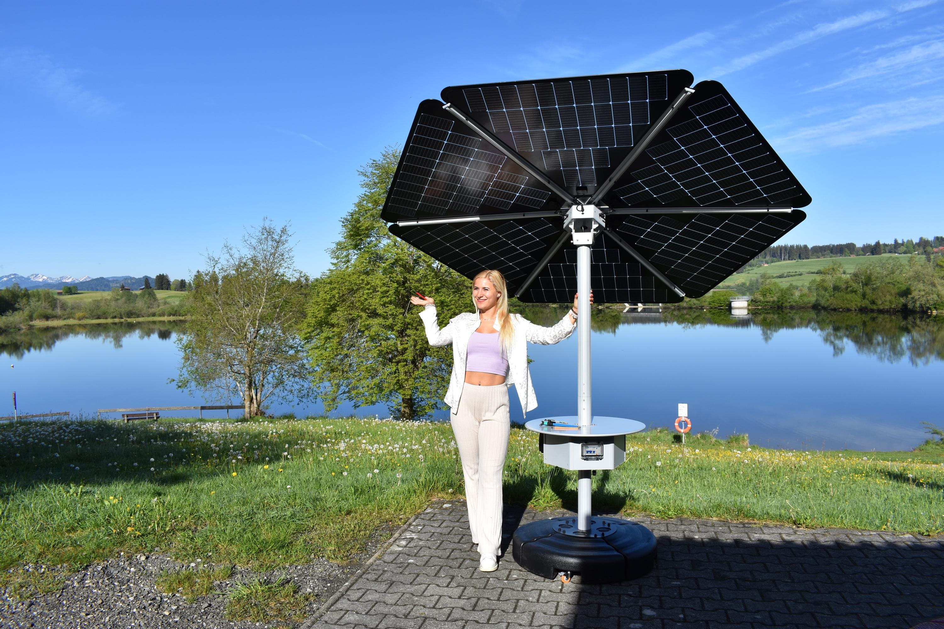 Solar flower, solar system, balcony power plant, home office, parasol, generate your own electricity