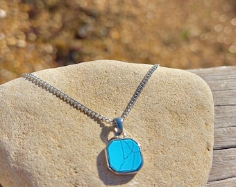 Ciondolo In Argento Con Turchese Grande - Gioielli Sardi Filigrana Sardegna - Esseffe Dorgali Laboratorio Orafo Francesco Serra