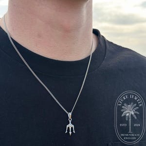 Silver Trident Necklace, Mens Silver Necklace, Silver Trident Pendant, Silver Necklace, Mens Silver Jewellery, Mens jewelry