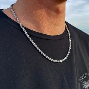 Cadena de plata para hombre, 4 mm, collar, cadena de plata, regalo para novio, joyería, collar de acero inoxidable