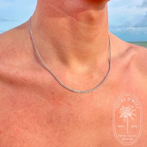 メンズ シルバー コネルチェーン、ステンレススチールネックレス、2mm キューバンチェーン、メンズ シルバーチェーン、メンズチェーン、メンズネックレス、長さカスタマイズ