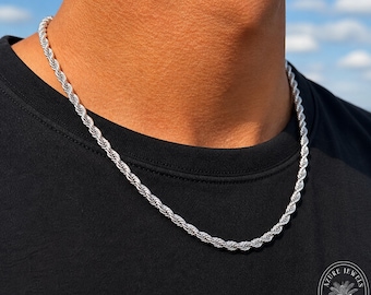 メンズチェーン、シルバーロープチェーンネックレス 2mm メンズ 