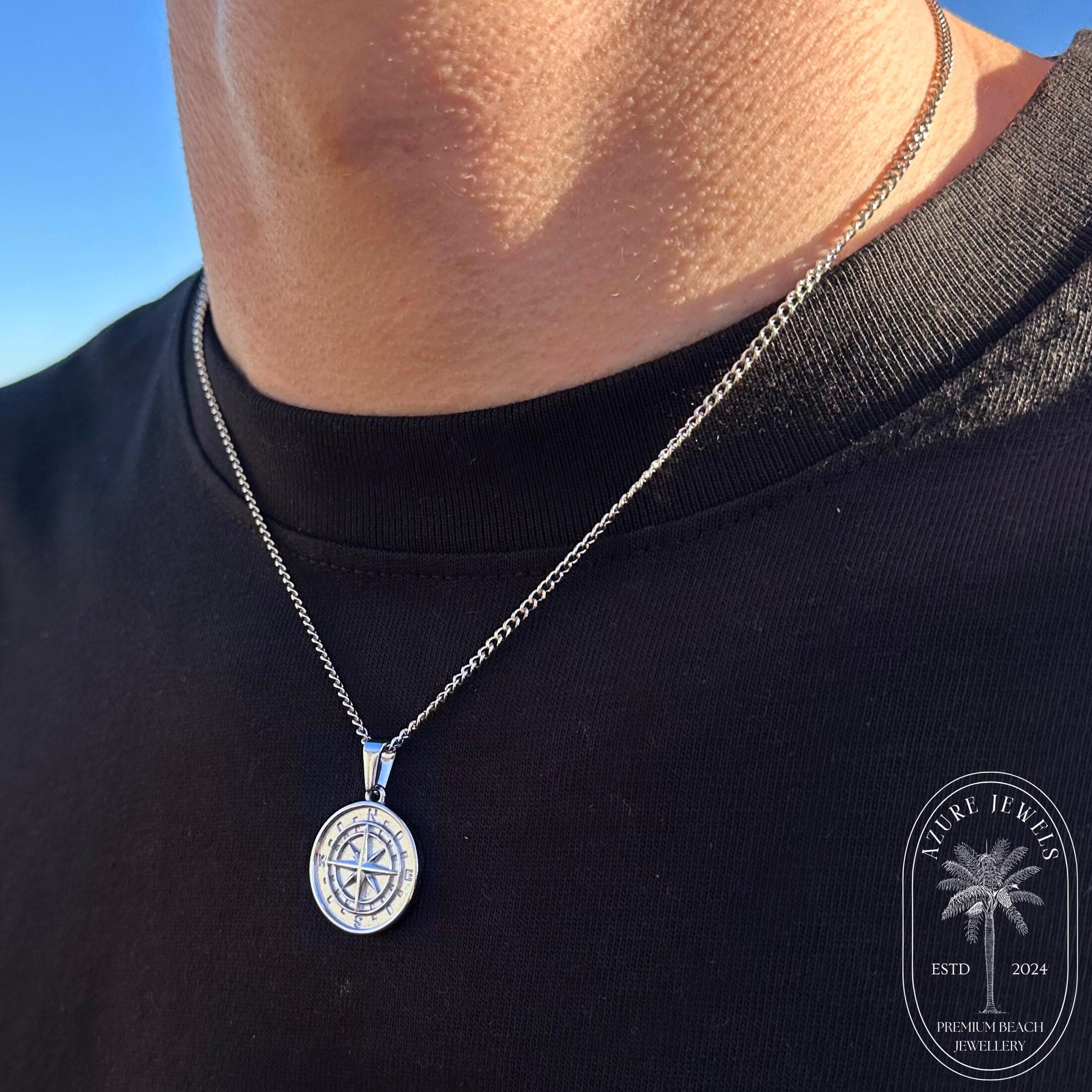 コンパス コイン ネックレス ユニセックス レディース 1280スタイリッシュ メンズ コンパス ペンダント ネックレス シルバー シンプル613740