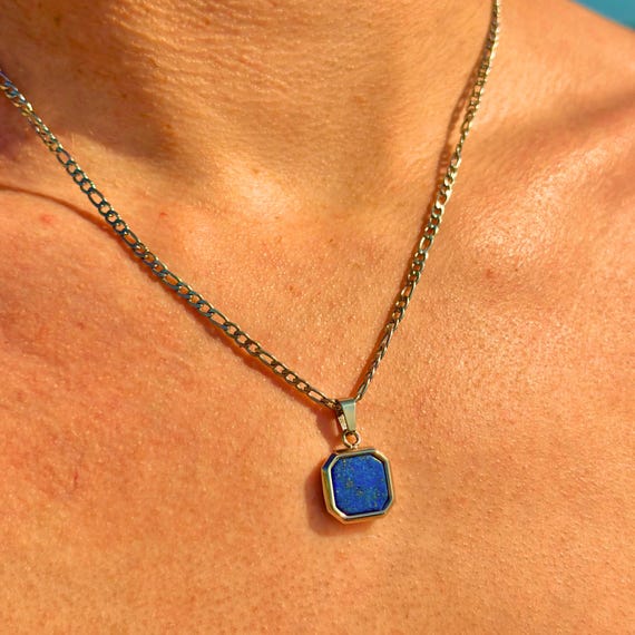 Blue Azure Pendant Necklace, Men's Jewellery, Men's Silver