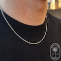 Mens Necklace, Silver Cuban Chain: Stainless Steel Connell Chain 2mm, Thin Silver Chain, Mens Silver Necklace