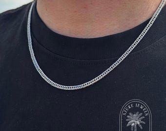 シルバーの太めネックレス メンズチェーン、シルバーのチャンキー