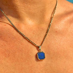 Blauwe lapis lazuli-ketting, zwarte onyx-ketting, herensieraden, herenzilveren ketting, stenen hanger, turkoois, herenketting, herenketting