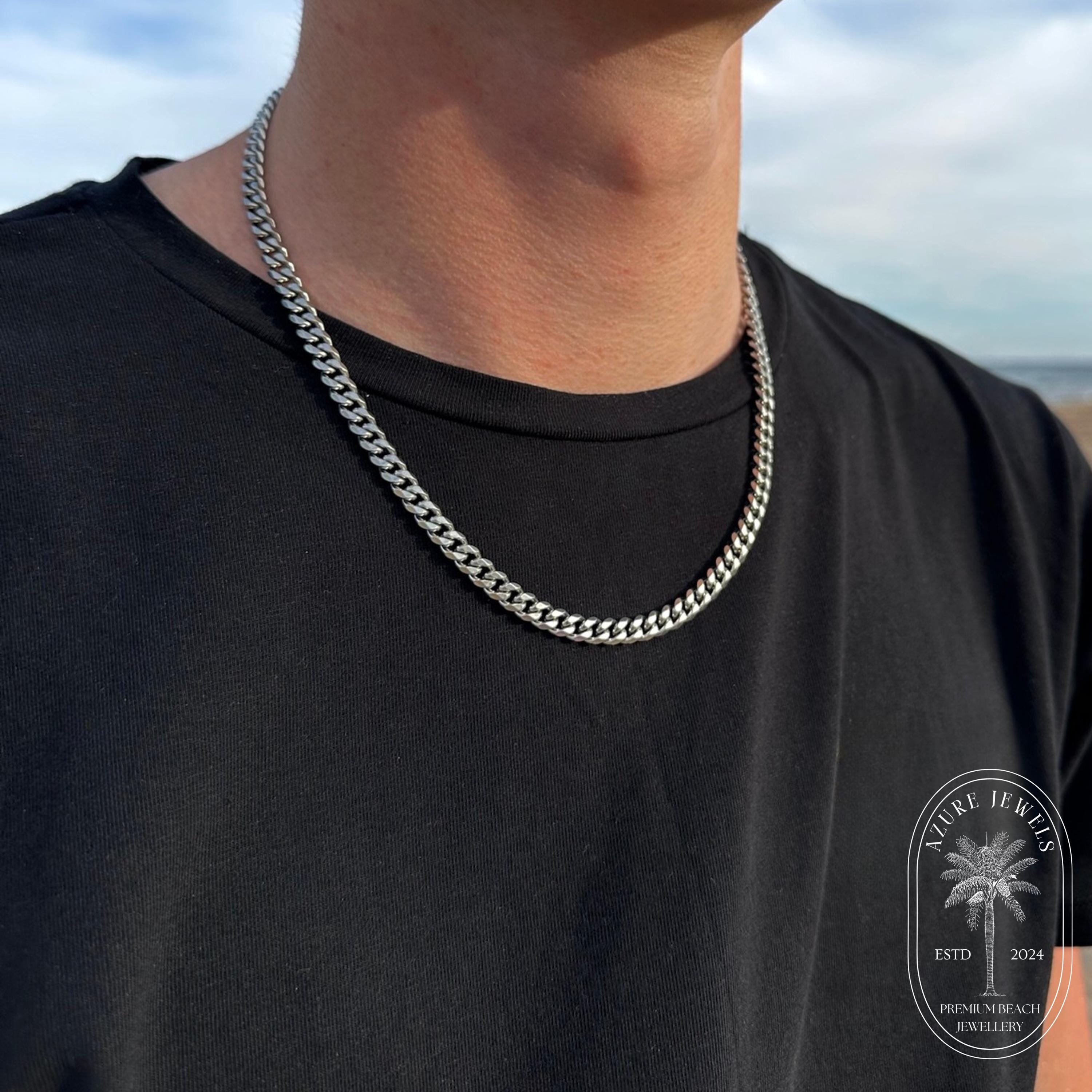 シルバーキューバンチェーン、メンズシルバーチェーン6mm、メンズ