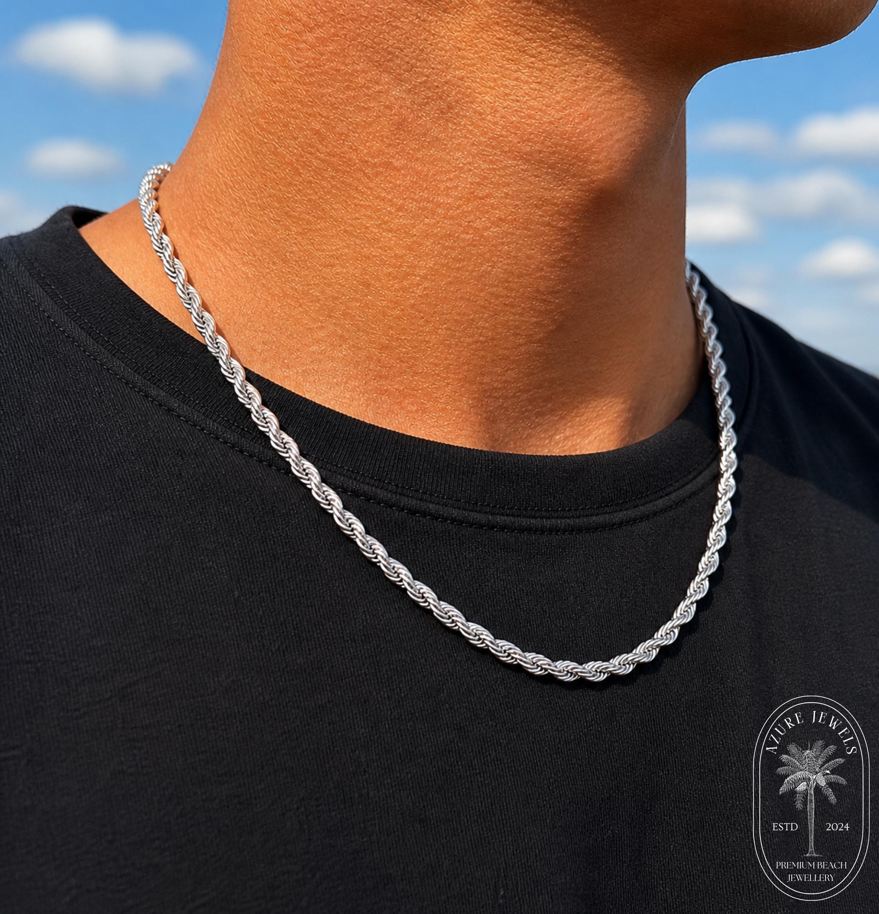 Mens Silver Rope Chain 4mm, Mens Necklace, Mens Rope Chain, Mens