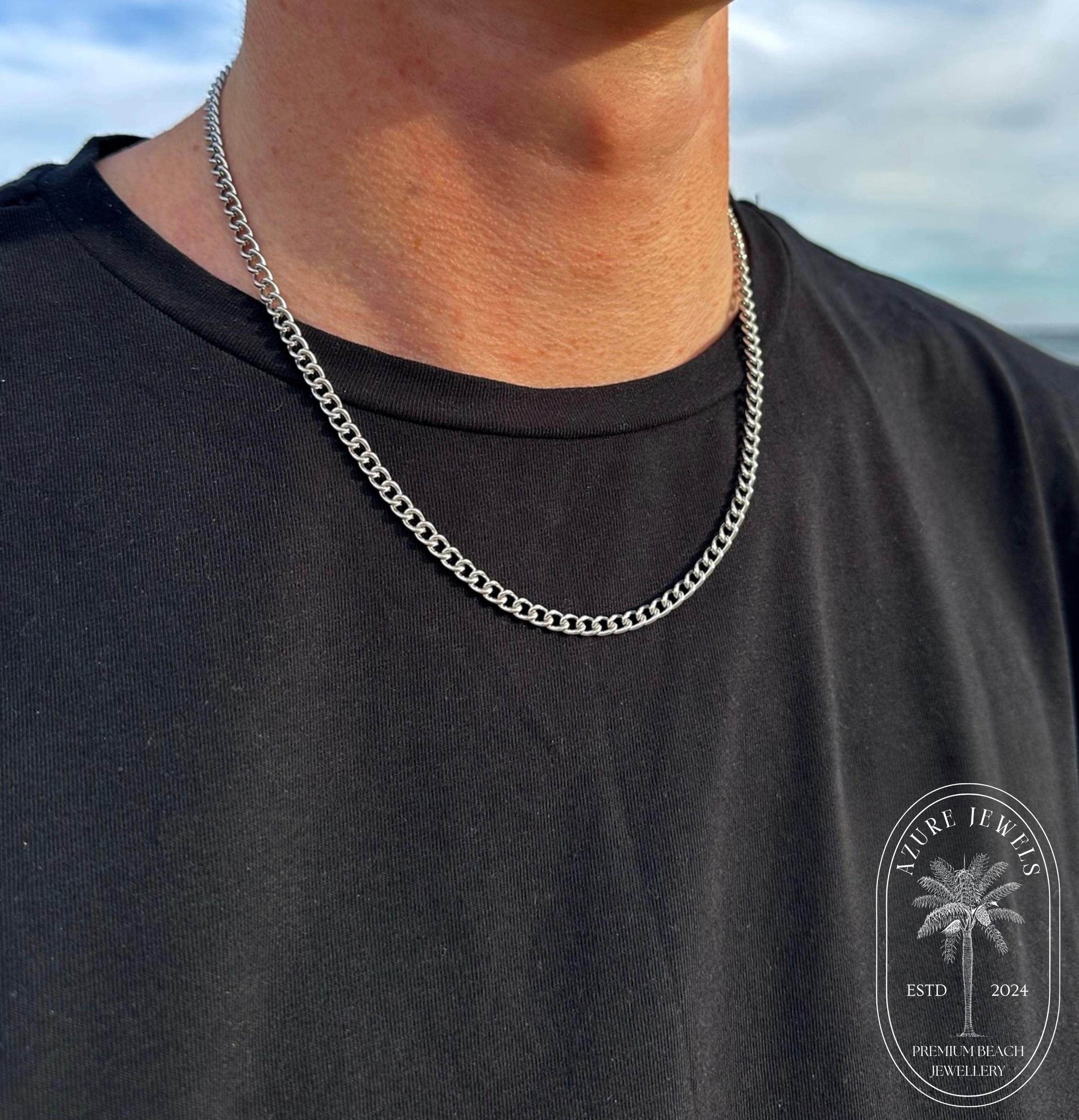 Collier Chaîne Gourmette Miami Cubain En Argent Sterling 5 Mm - Longueur 30 Pouces, Fermoir Homard, Neuf