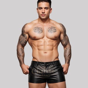Genuine Black Leather Booty Shorts for Men
