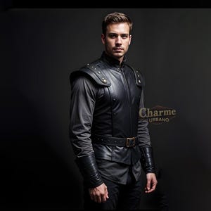 Handmade Black Leather Armor Vest: Steampunk Gothic Warrior Style