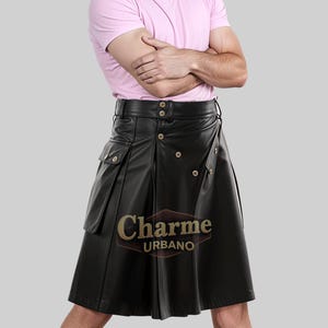 Handmade Black Leather Kilt For Men - Real Leather Black Kilt For Men - Classic Leather Kilt For Men - Gift For Him