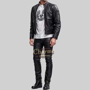 100% Real Handmade Black Leather Biker Pant For Men - Motorcycle Black Leather Pant For Men - Classic Leather BLack Pant - Gift For Him
