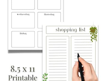 Plant Lovers Meal Planner and Shopping List - Digital File