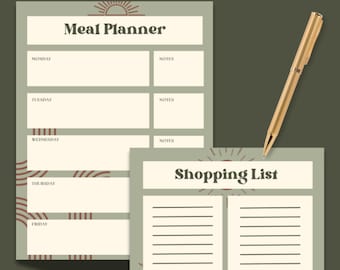 Meal Planner and Shopping List - Digital File