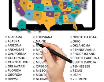 Printable 50 States License Plate Game | Road Trip Activity for Kids & Adults | Car Travel Game | Family Vacation Digital Download