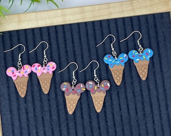 Mouse Ice Cream Cone Earrings | Inspired by Mickey Mouse