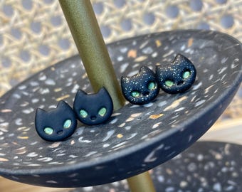 Black Cat Stud Earrings