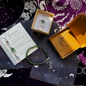 Stier PREMIUM sieraden set astrologie sterrenbeeld dierenriem ketting ruwe stenen smaragd rozenkwarts agaat armband sterlingzilveren ring tarot