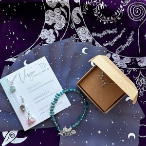 Astrologie Sternzeichen Halskette Rohsteine Amazonit Apatit Labradorit Armband Sterling Silber Orakel Karte Geschenk