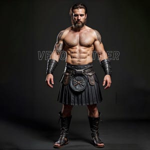 Personalized Leather Gladiator Kilt For Men HandMade - Personalized Leather Kilt Men - Real Leather Kilt Men - Kilt Gift For Men