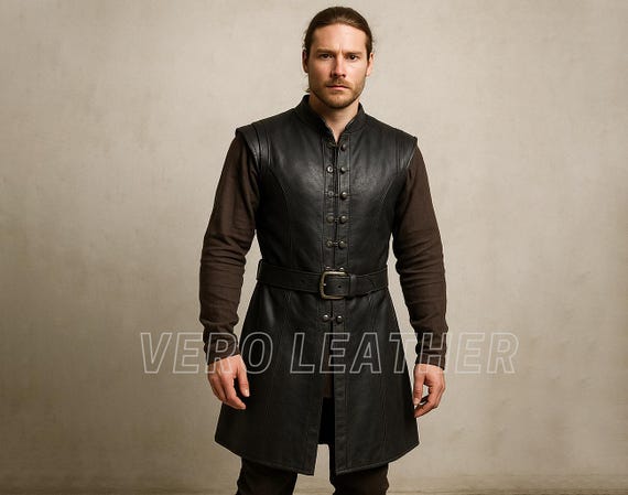 Medieval Leather Vest – Renaissance Gambeson – Handmade Men's