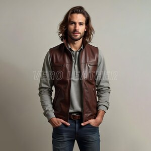 Real Leather Vest For Men Customize Handmade Personalized Leather Jacket Men - Real Leather Vest Men Best Gift for Men