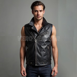 original Leather Black Leather Vest For Men Customize Handmade Personalized Leather Jacket Men - Real Leather Vest Men Best Gift for Men