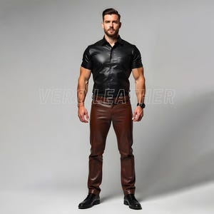 Custom Made Real Leather Shirt and Pants Handmade Leather Pants For Men Personalized Leather Trousers Pants Men - Real Leather Top Men Gift