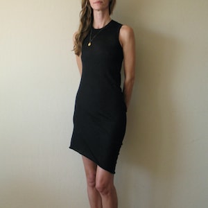 Calvin Klein Collection black cashmere silk asymmetrical dress small