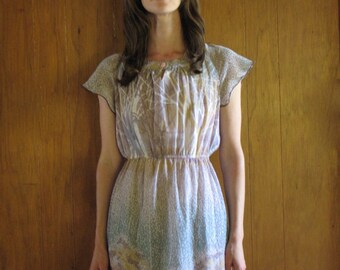 1970s BOTANICAL print mini dress, s