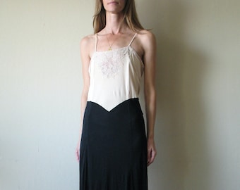 antique 1920s black and nude slip dress