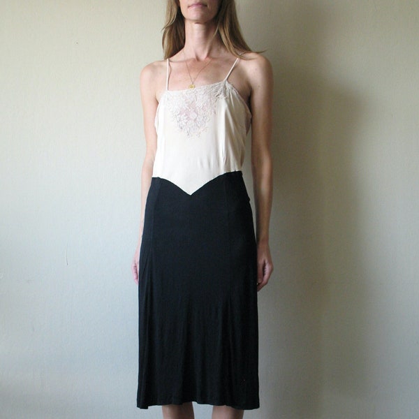 antique 1920s black and nude slip dress