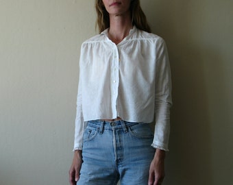 antique white button up blouse xxs