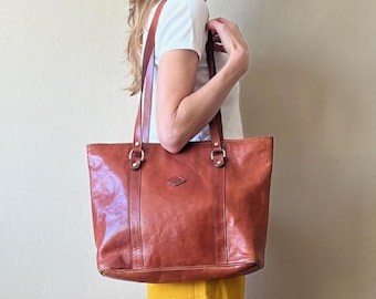 Italian leather shoulder bag tote