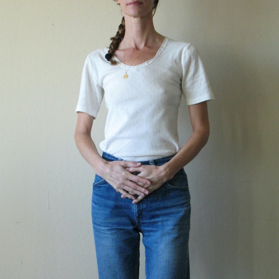 pointelle knit top - image 1