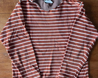 vintage 1970s boys orange and brown striped top