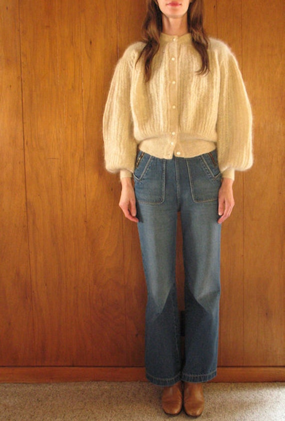 ITALIAN MOHAIR & SILK balloon sleeve cardigan swea