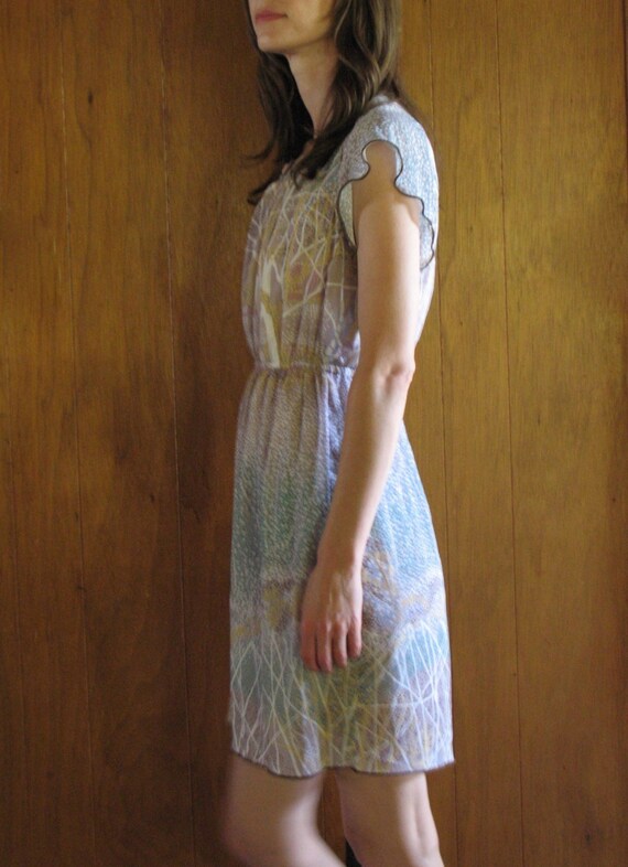 1970s BOTANICAL print mini dress, s - image 3