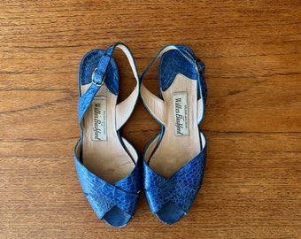 70s blue leather ankle strap sandals EU 37 / US 6.5