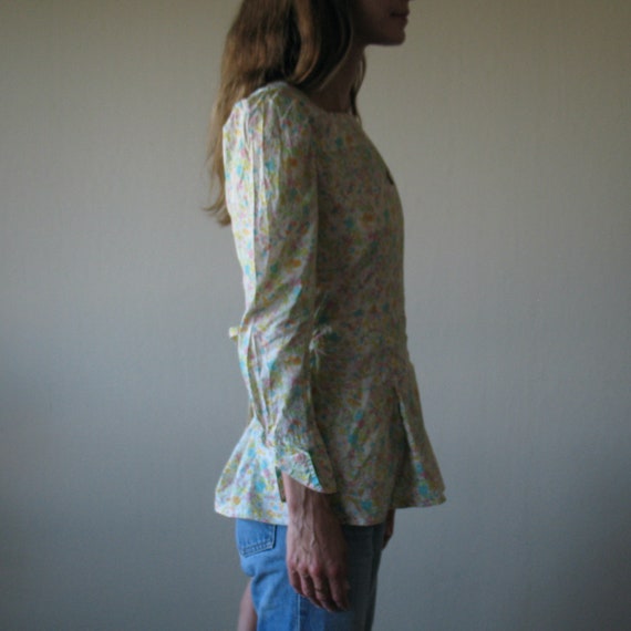 1970s Cacharel Paris floral square neck blouse wi… - image 3