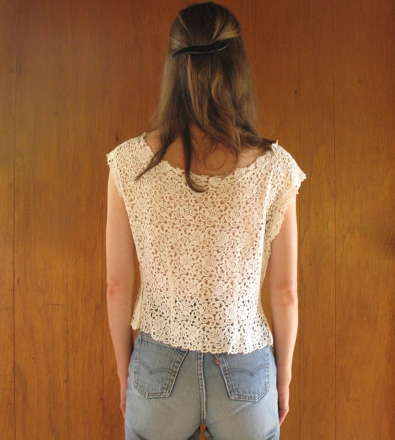 1950s white lace blouse, s - m - image 5