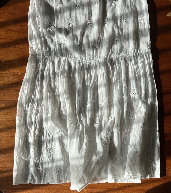 antique white cotton eyelet lace drop waist dress… - image 9