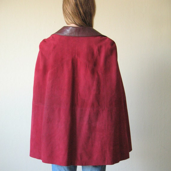 1970s red suede and leather cape - image 7