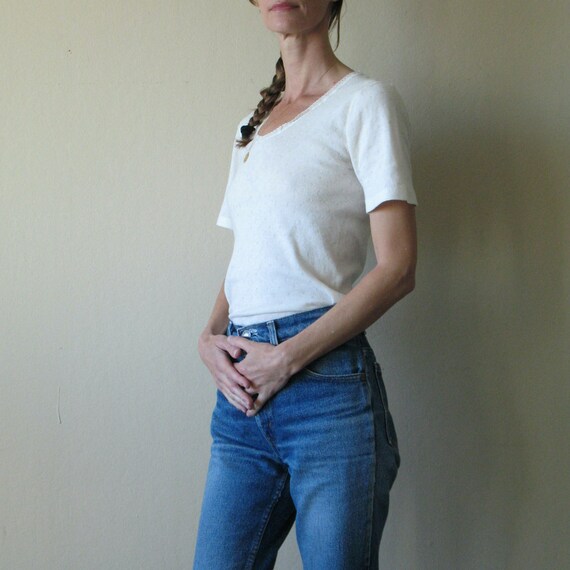 pointelle knit top - image 2